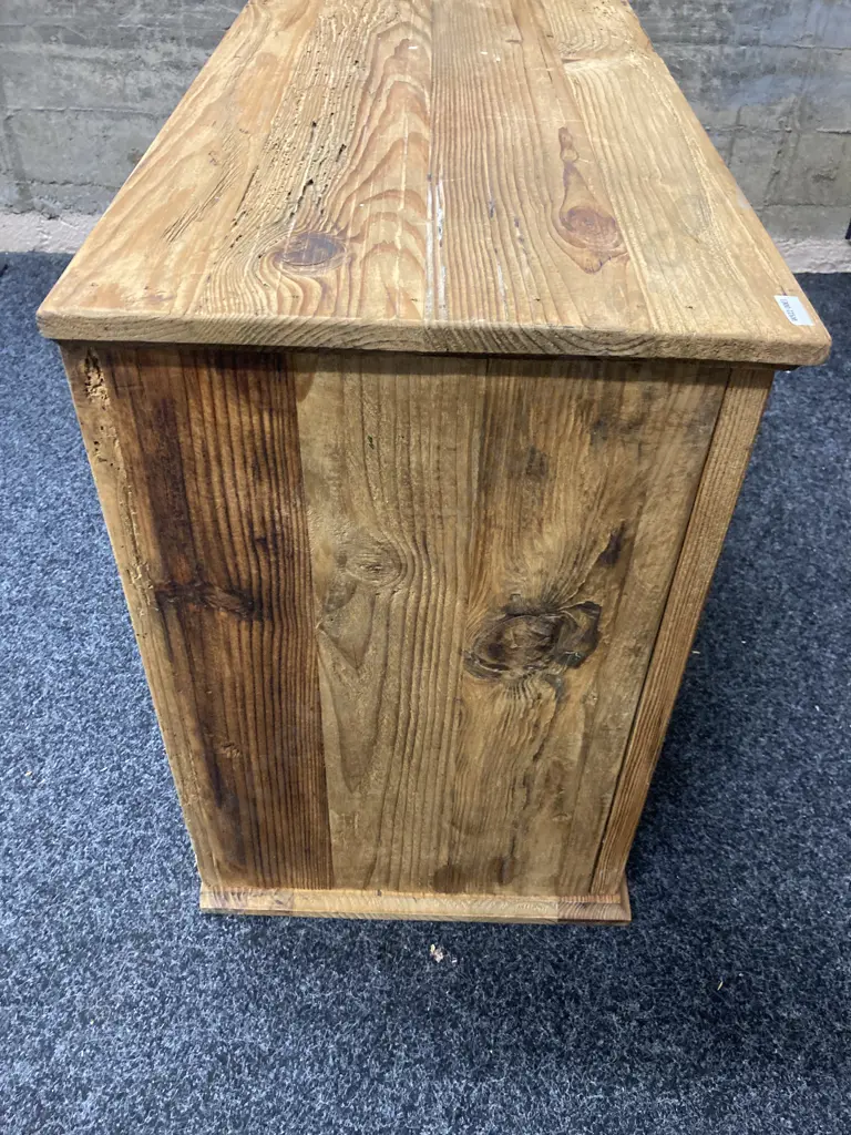 Ex Early Settler Reclaimed Timber 2 Glass Door Sideboard. H60 W99 D39cm Image 1++
